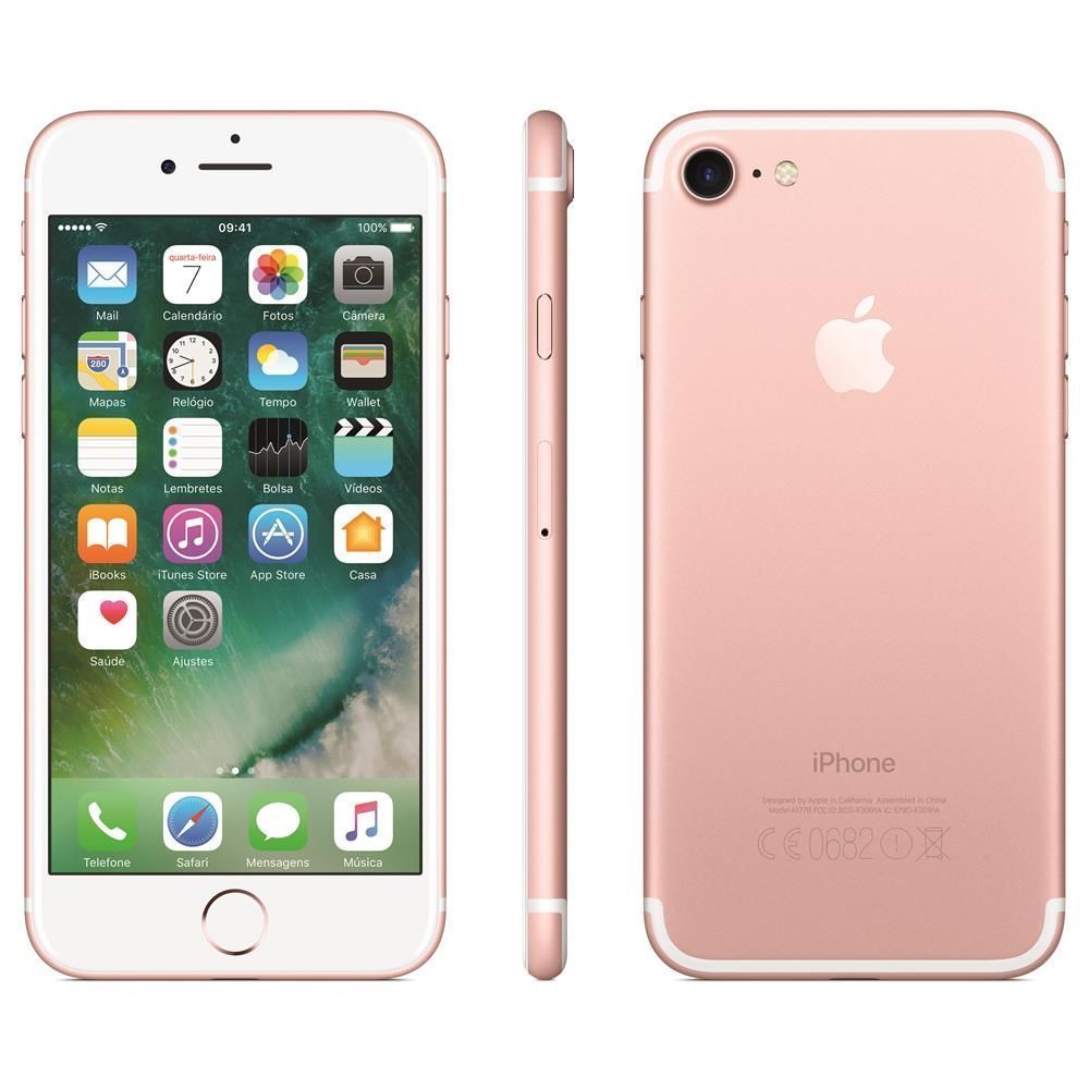 iPhone 7 Apple com 32GB, Tela Retina HD de 4,7” com 3D Touch, iOS 10, Sensor Touch ID, Câmera 12MP, Resistente à Água, Wi-Fi, 4G LTE e NFC - Ouro Rosa