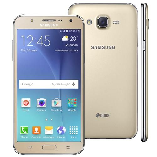Smartphone Samsung Galaxy J7 Duos Dourado com Dual chip, Tela 5.5", 4G, Câmera 13MP, Android 5.1 e Processador Octa Core de 1.5 Ghz