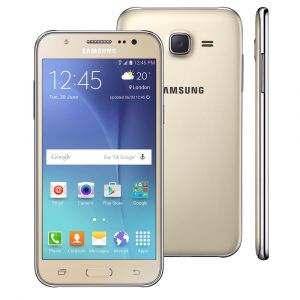 Smartphone Samsung Galaxy J5 Duos Dourado com Dual chip, Tela 5.0", 4G, Câmera 13MP, Android 5.1 e Processador Quad Core de 1.2 Ghz